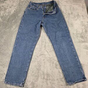 LL Bean Jeans Womens 10 Blue Flannel Lined Double L Relaxed Fit High Rise Denim